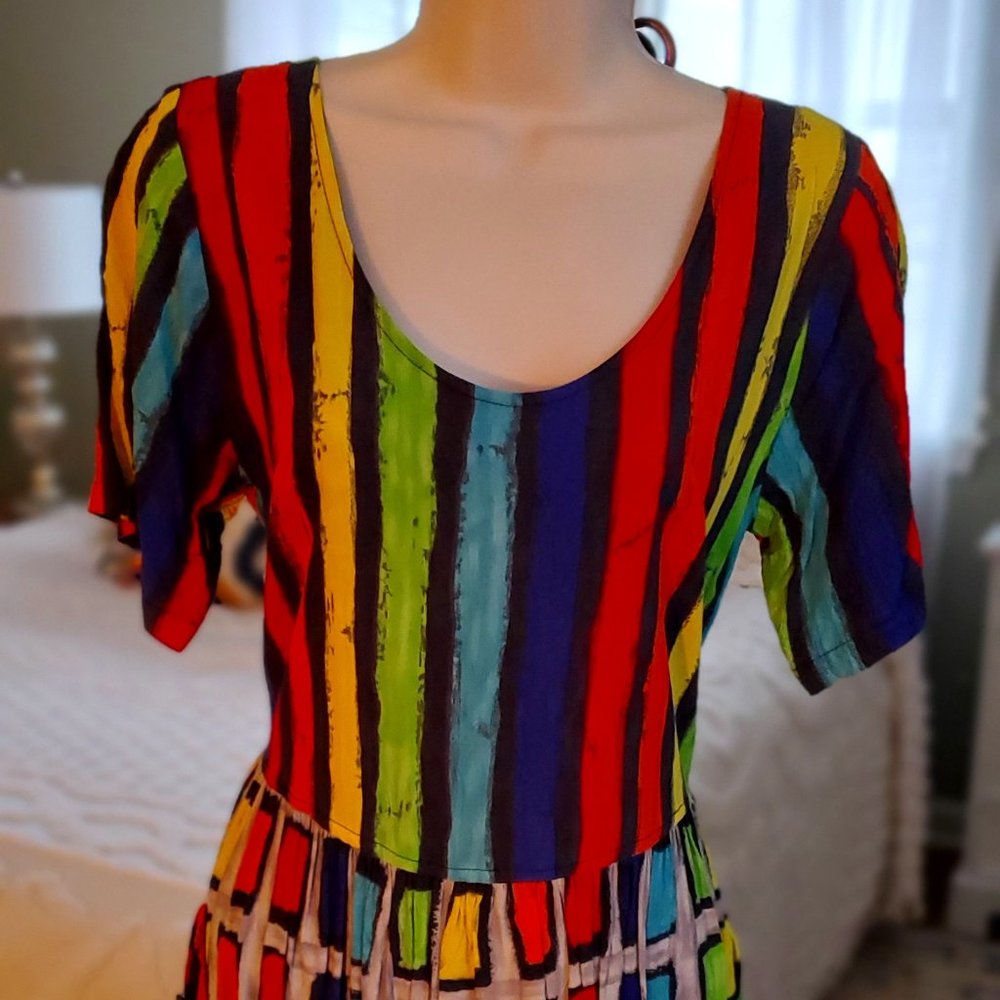 Jam's World Mint Rainbow Pullover Midi Art Deco M